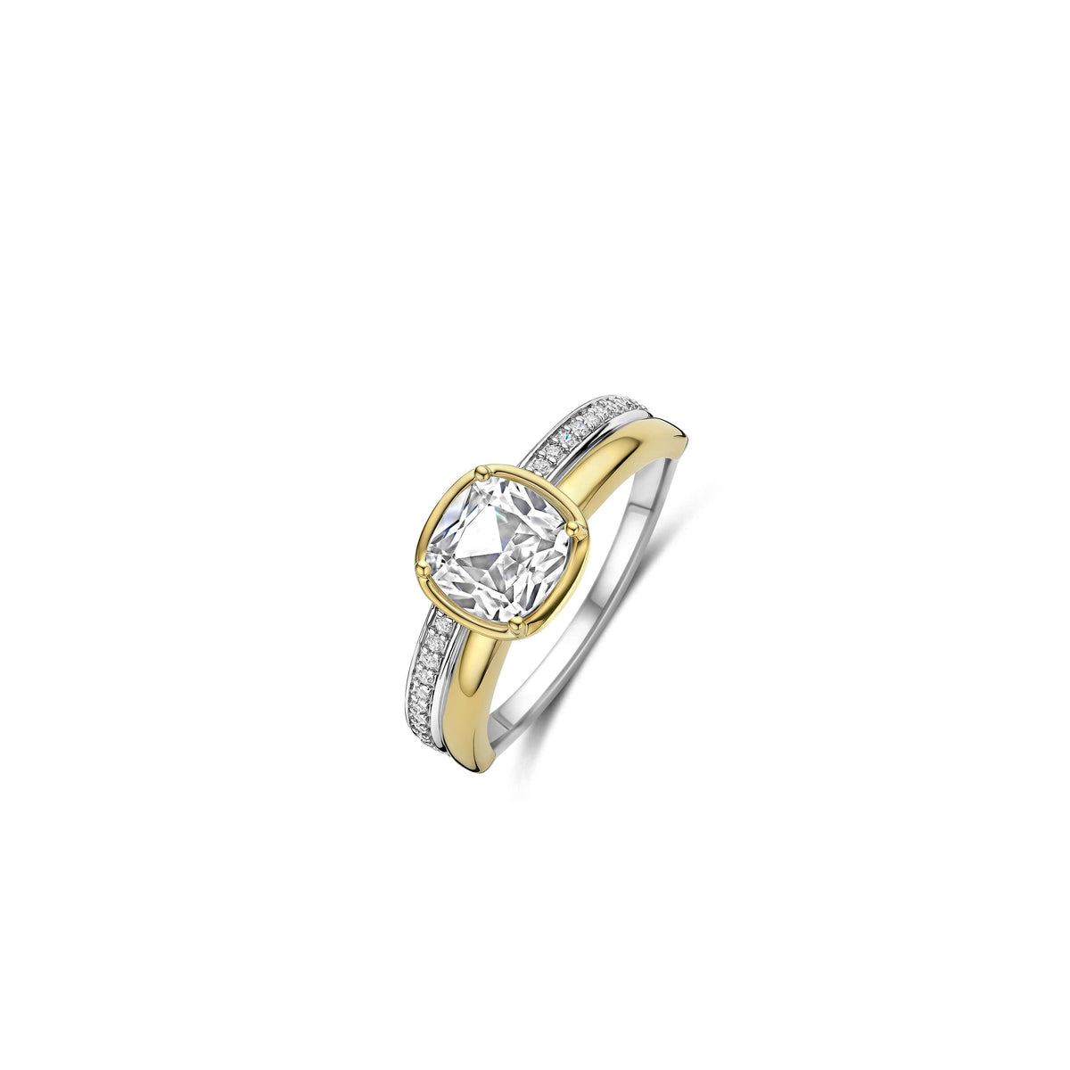 Ti Sento Milano Double Band Zirconia Ring in gold vermeil