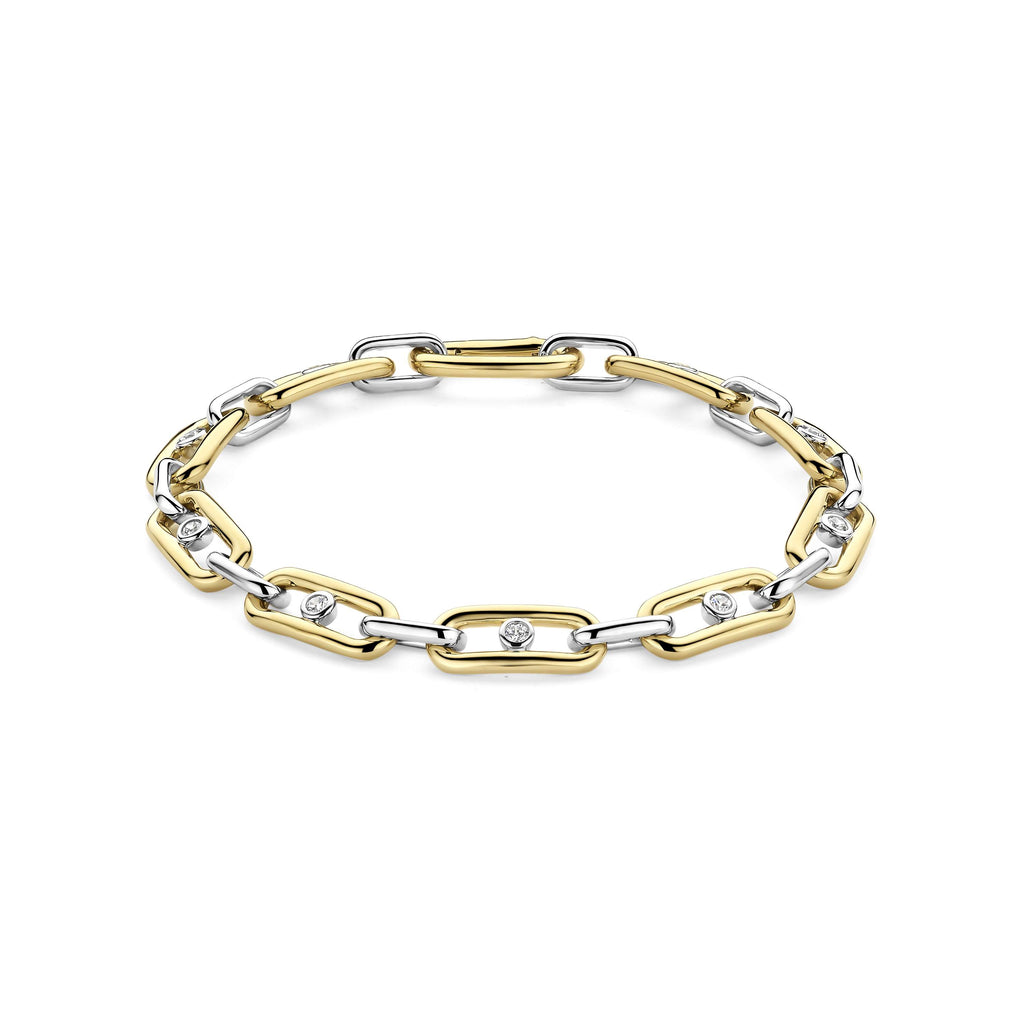 Ti Sento Milano Chunky Open Link Bracelet with Round Zirconia