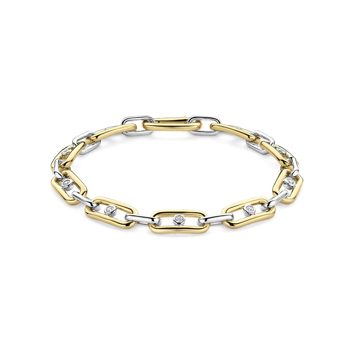 Ti Sento Milano Chunky Open Link Bracelet with Round Zirconia