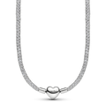 Platinum-Plated Heart Clasp Sparkling Mesh Necklace