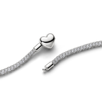 Platinum-Plated Heart Clasp Sparkling Mesh Necklace