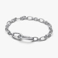 Openable Oval Link Chain Bracelet Silver