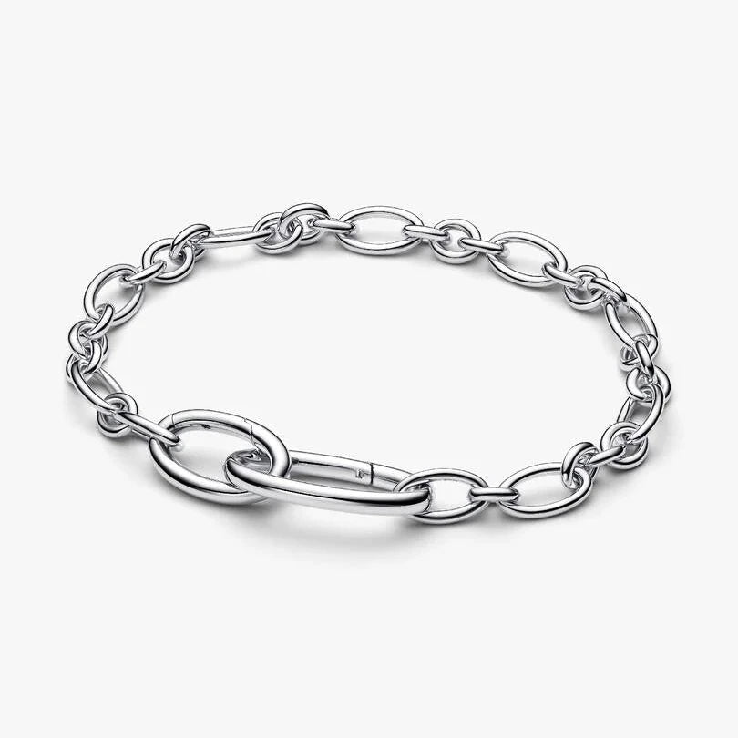 Openable Oval Link Chain Bracelet Silver