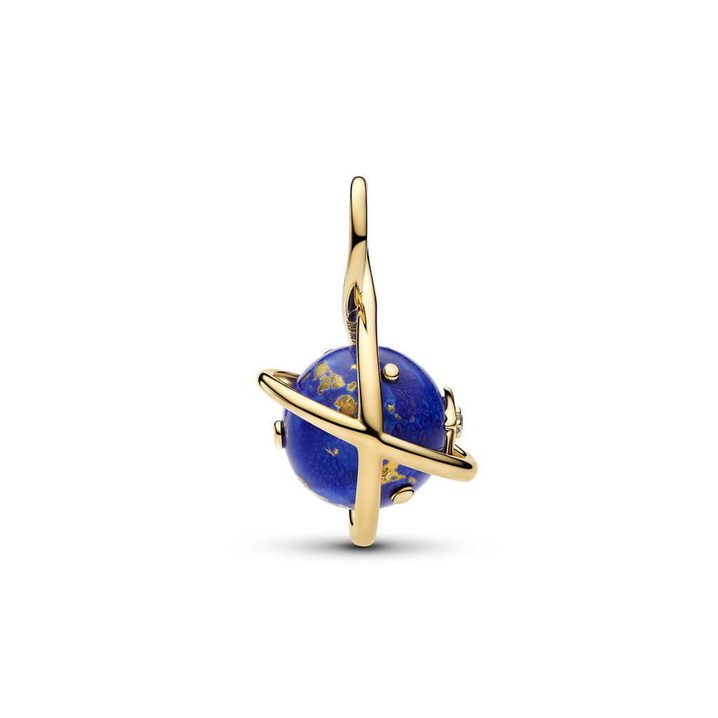 Spinning Celestial Blue Planet Dangle Charm