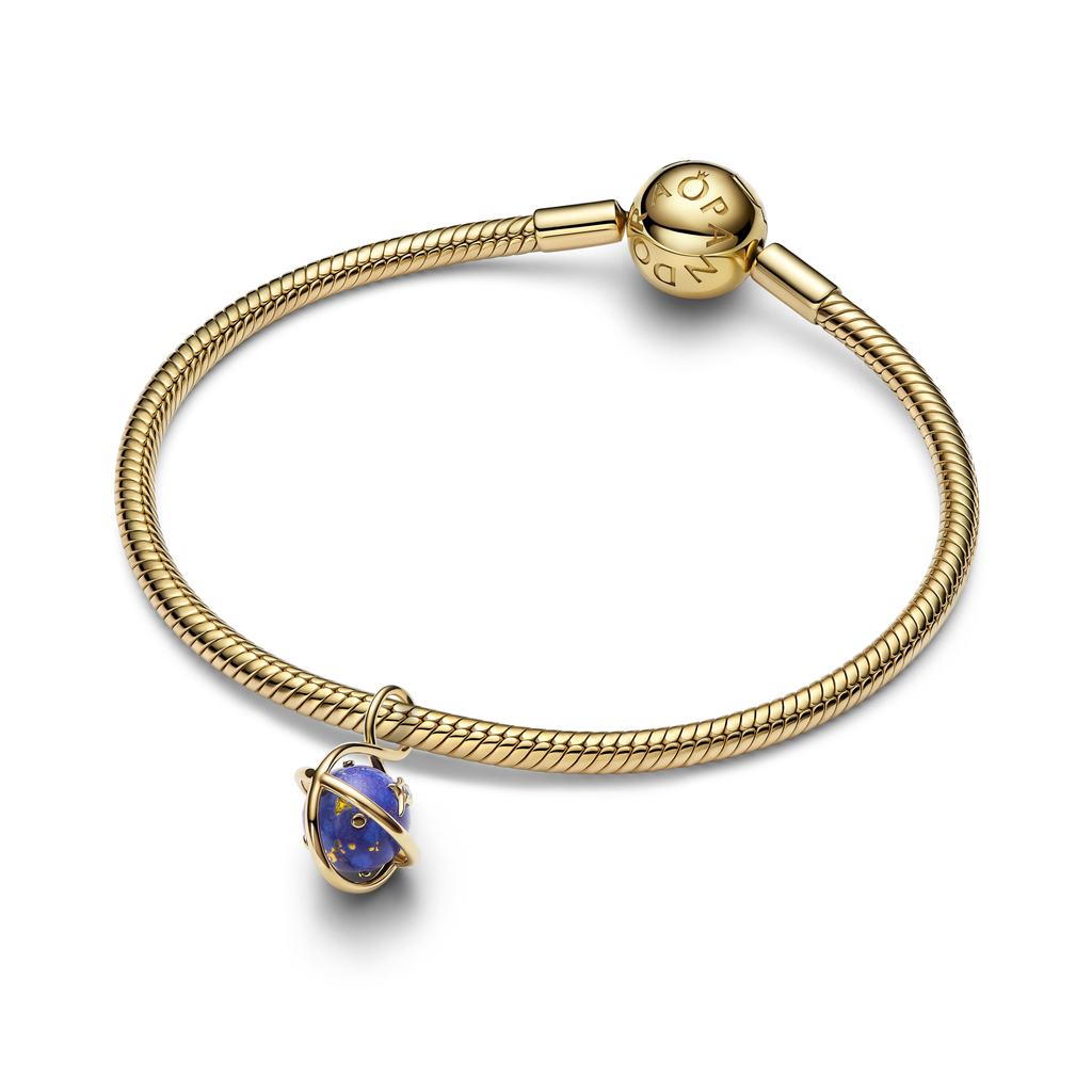 Spinning Celestial Blue Planet Dangle Charm