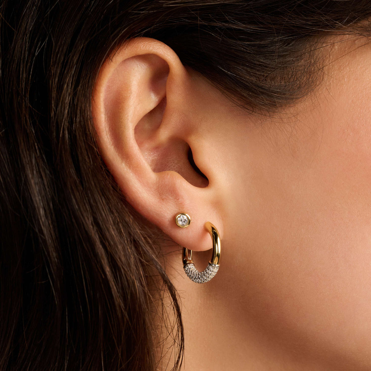 Ti Sento Milano Modern Pavé Hoops, alternate view