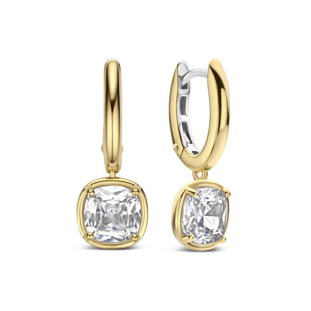 Ti Sento Milano Zirconia Cushion Hoops in gold vermeil