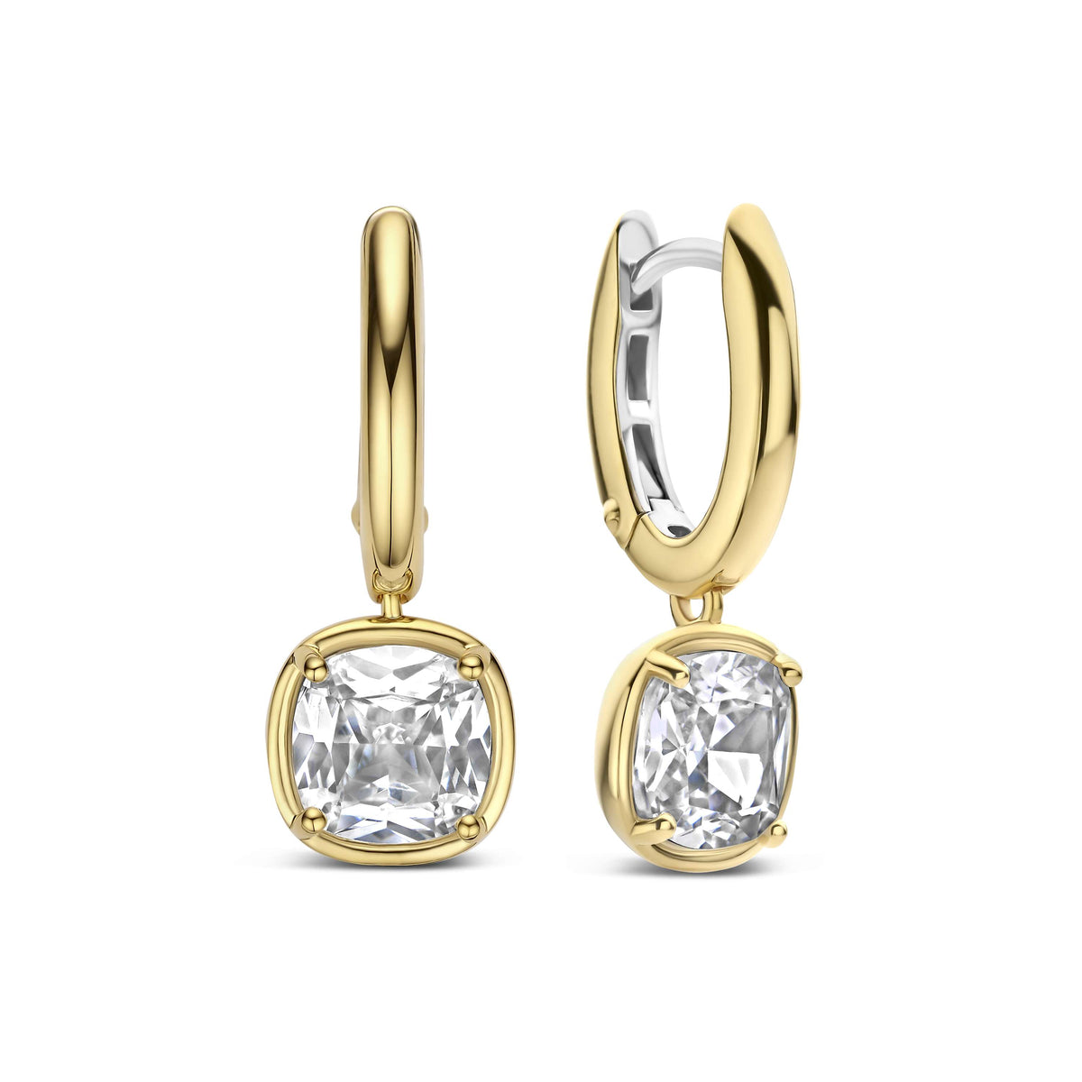 Ti Sento Milano Zirconia Cushion Hoops in gold vermeil