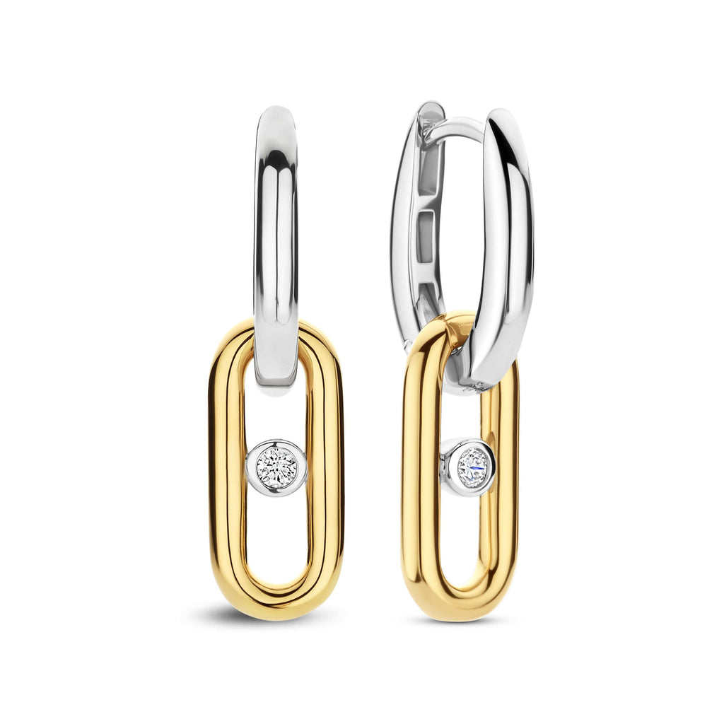 Ti Sento Milano Open Link Hoops with Round Zirconia