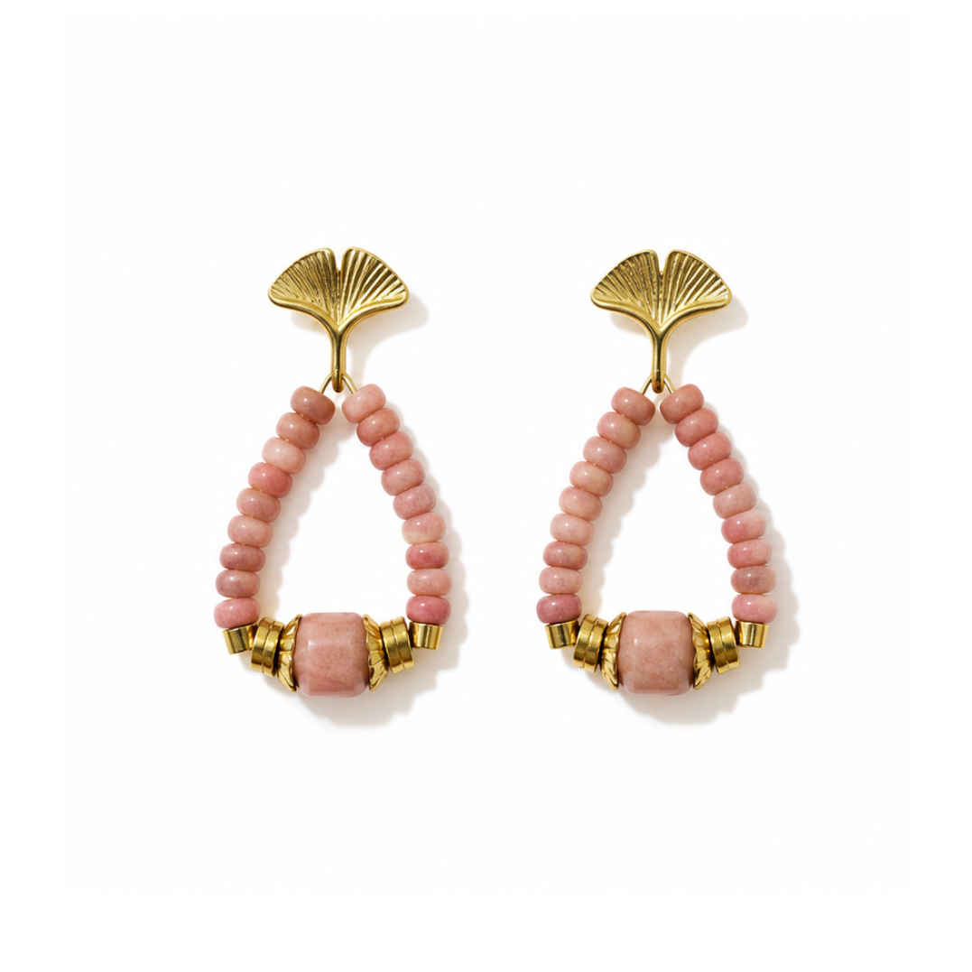 Leaf Beaded Teardrop Earrings