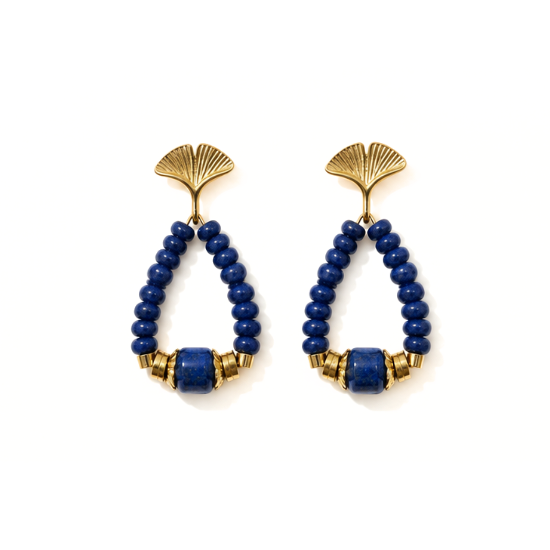 Leaf Beaded Teardrop Earrings