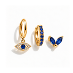 Blue Evil Eye Ear Stack – Set of 3 Pairs