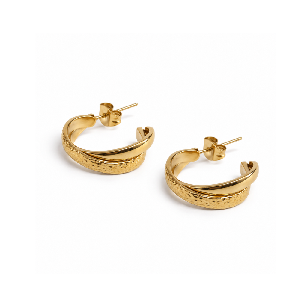 Textured Double Band Hoop Earrings