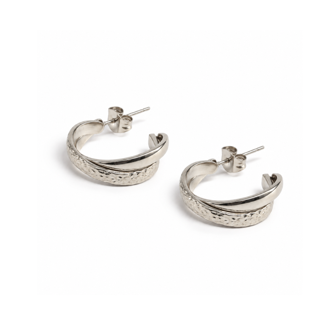 Textured Double Band Hoop Earrings