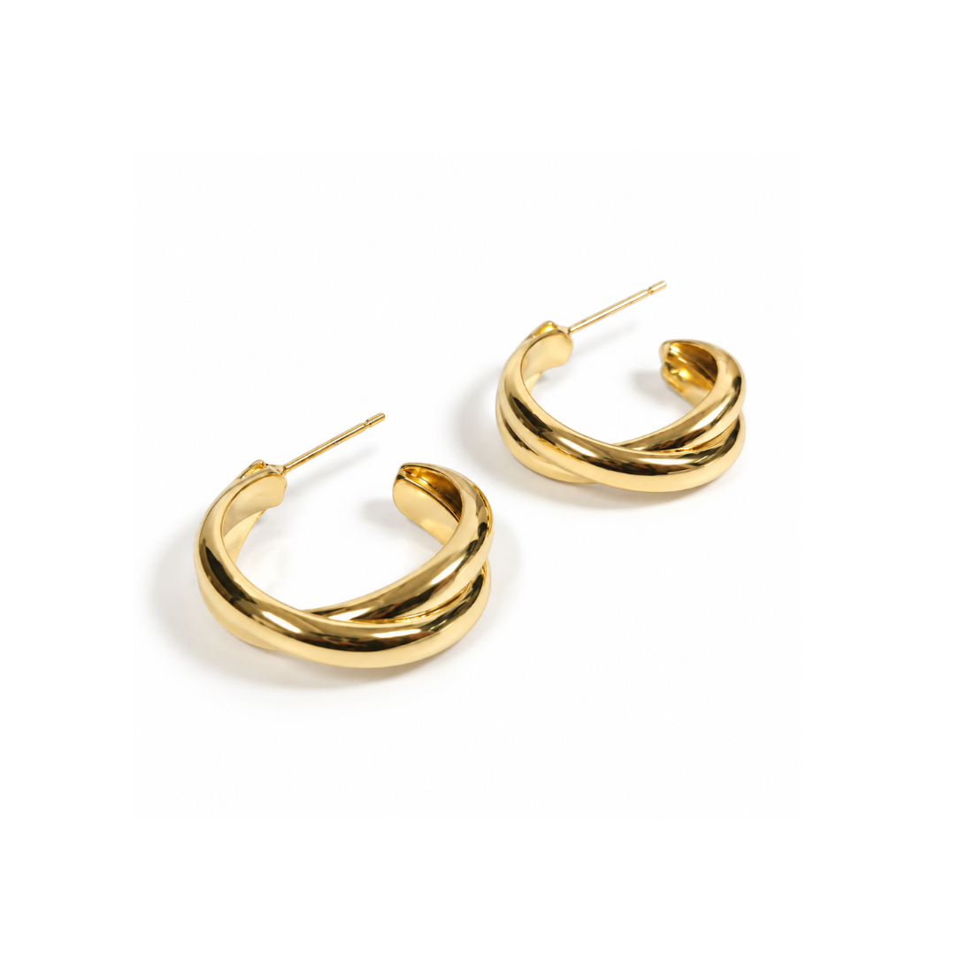Gold Twisted Hoop Earrings