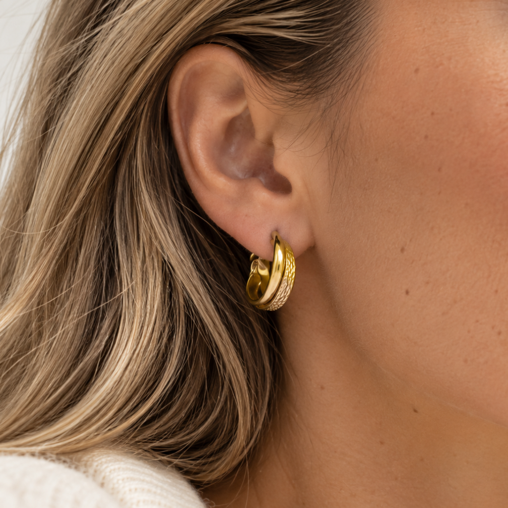 Textured Double Band Hoop Earrings
