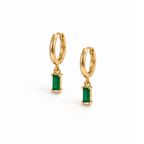 Gold Plated Baguette CZ Drop Hoops