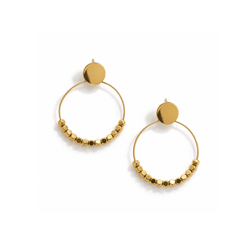 Beaded Hoop Drop Earrings