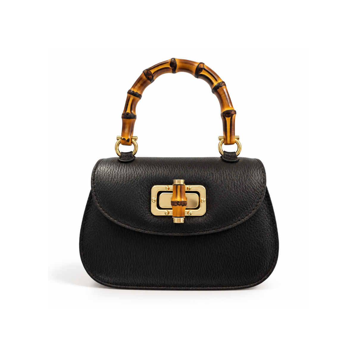 Small Bamboo Handle Leather Bag