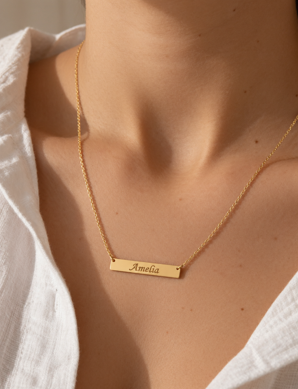 The Signature Bar Necklace personalised with a name