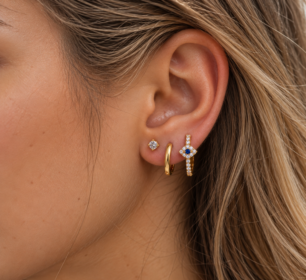 Sparkle Evil Eye Ear Stack – Set of 3 Pairs