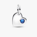 September Engravable Heart Blue Stone Dangle Charm