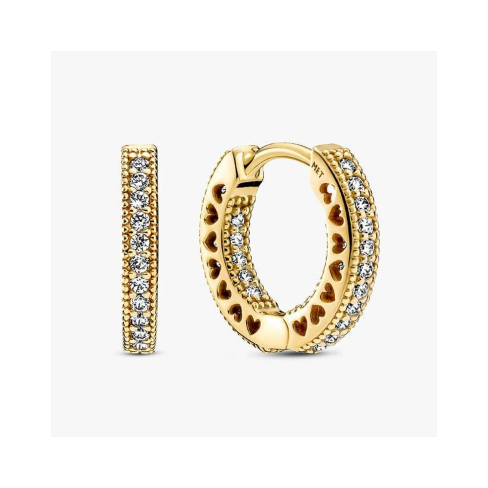 Pavé Heart Hoop Earrings