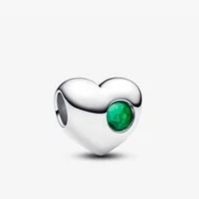 Engravable May Birthstone Heart Charm