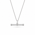 Silver Large CZ T-Bar necklace