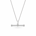 Silver Large CZ T-Bar necklace