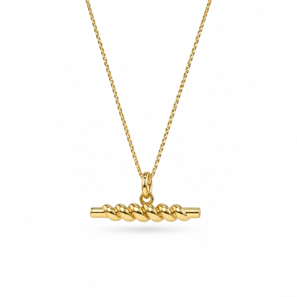Gold Plated Twist T-Bar necklace