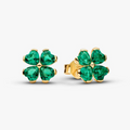 Green Lucky Clover Stud Earrings