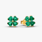 Green Lucky Clover Stud Earrings
