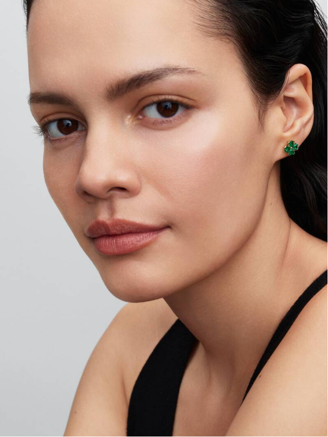 Green Lucky Clover Stud Earrings