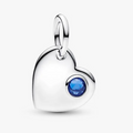 September Engravable Heart Blue Stone Dangle Charm