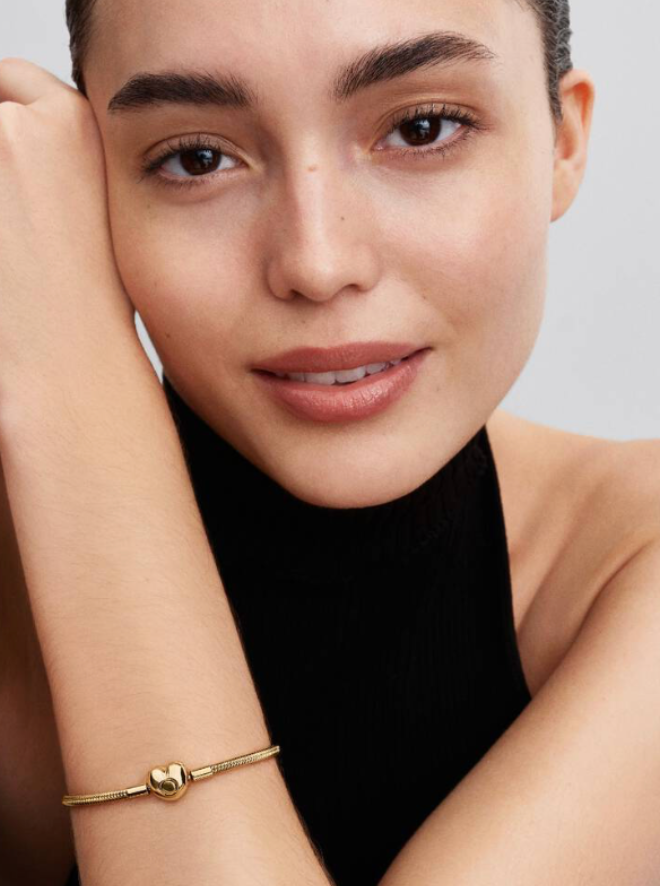 Pandora Moments Heart Clasp Snake Chain Bracelet