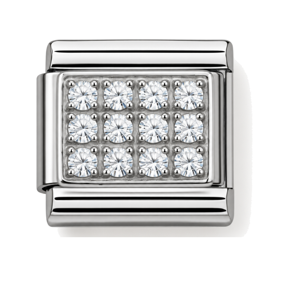 Silver Link Charm with White Stones for the withOrla Memory Bracelet