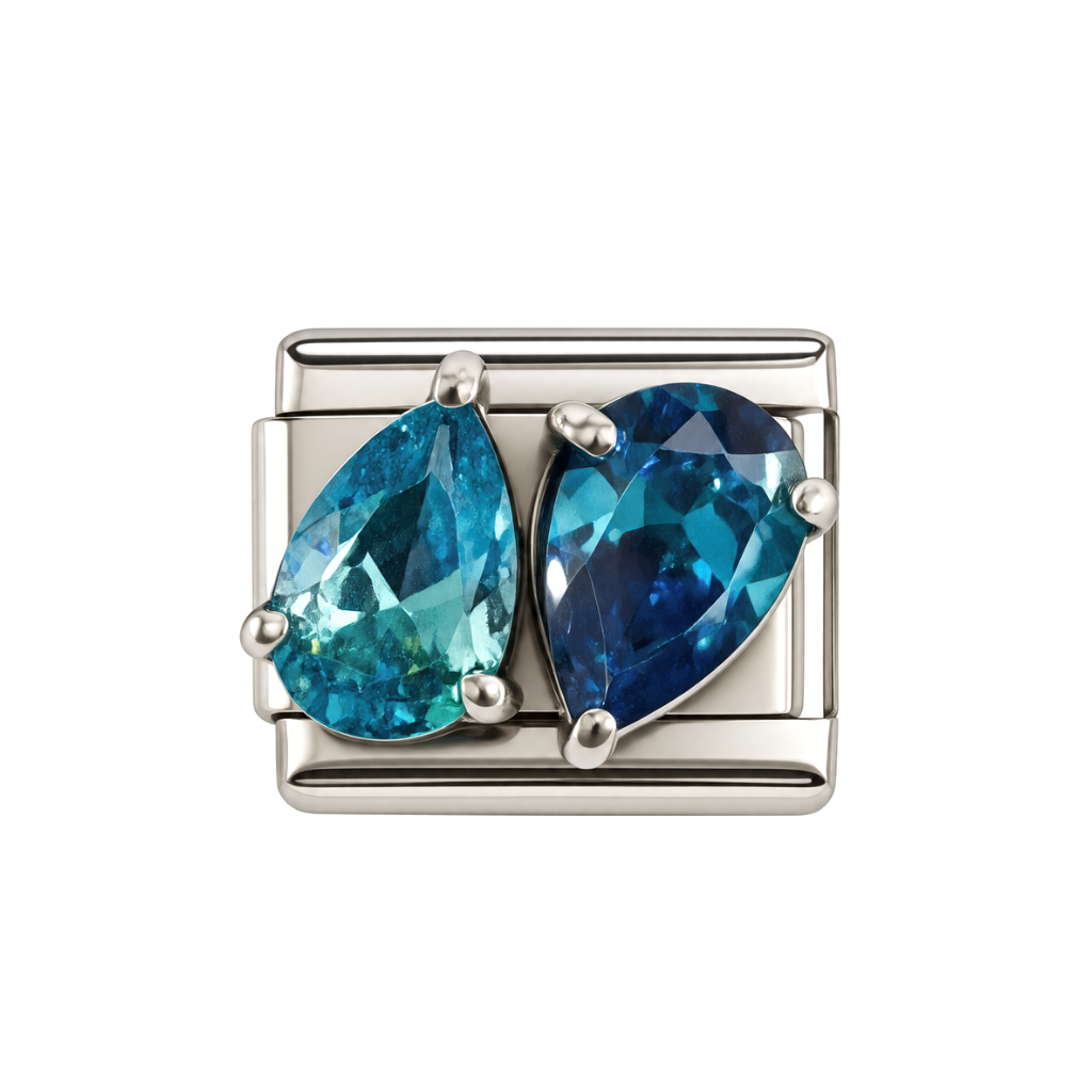 Double Pear Light Blue and Blue Link Charm for the withOrla Memory Bracelet
