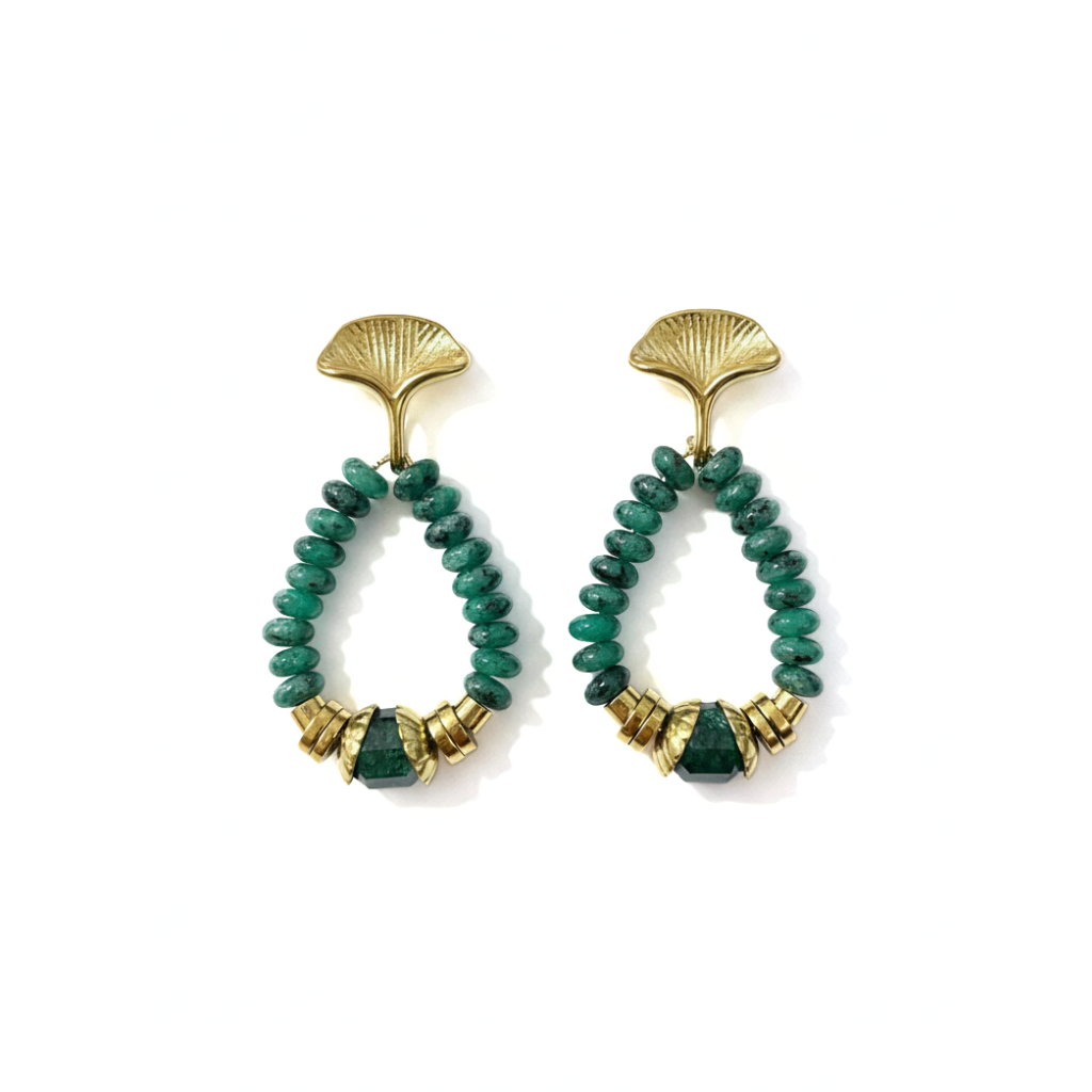 Leaf Beaded Teardrop Earrings