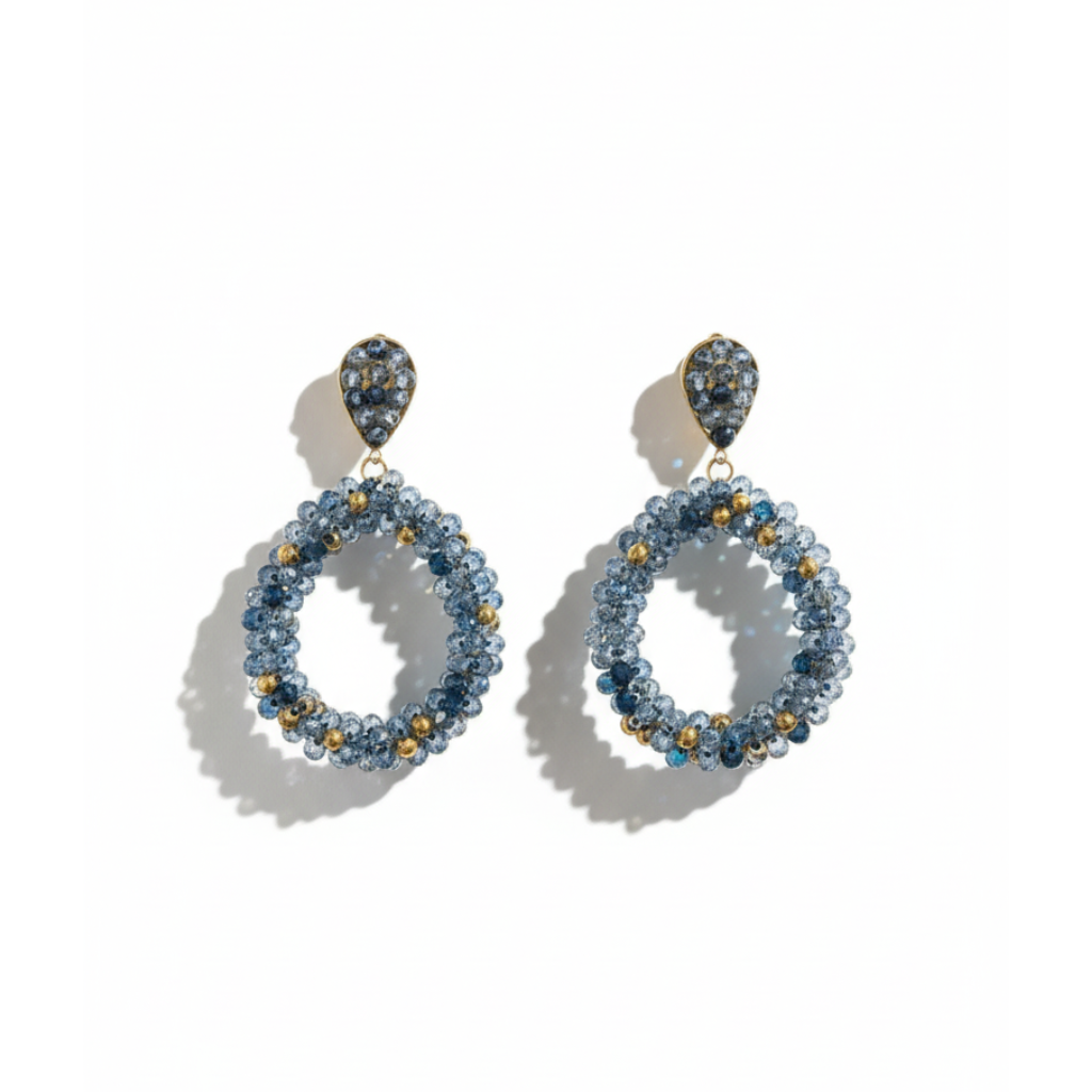 Beaded Teardrop Hoop Earrings