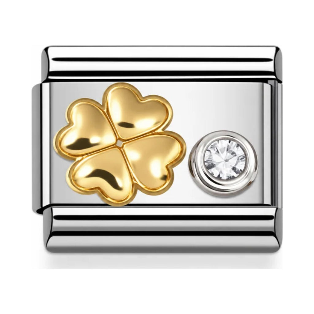 Clover Link Charm with Stone