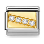 Gold Pavé Line Link Charm