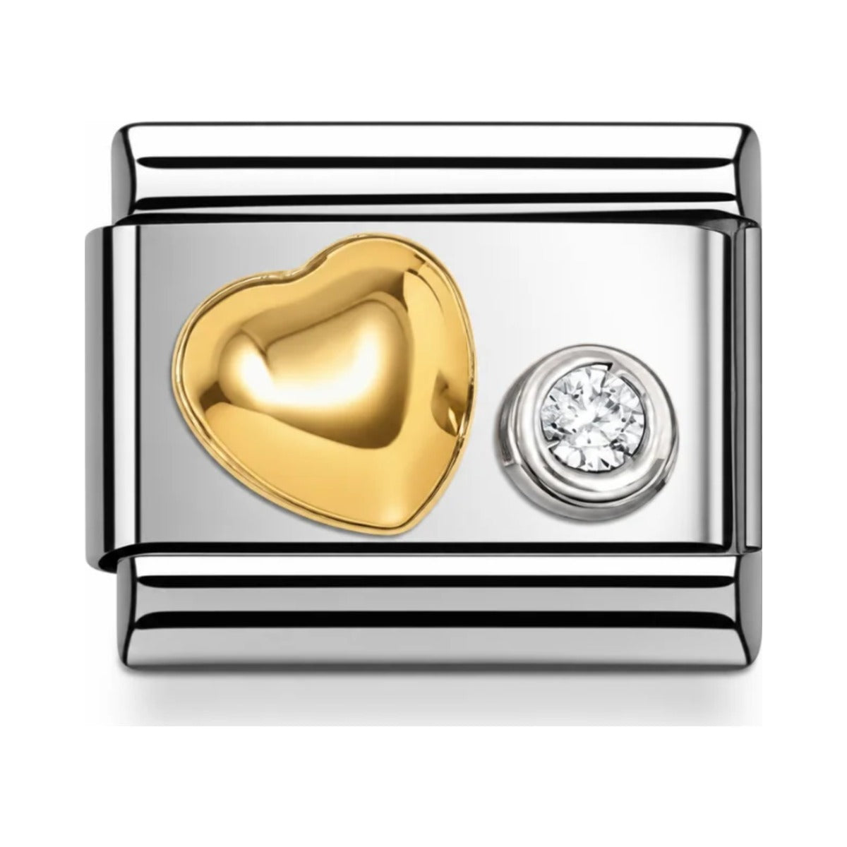 Heart Link Charm with Stone
