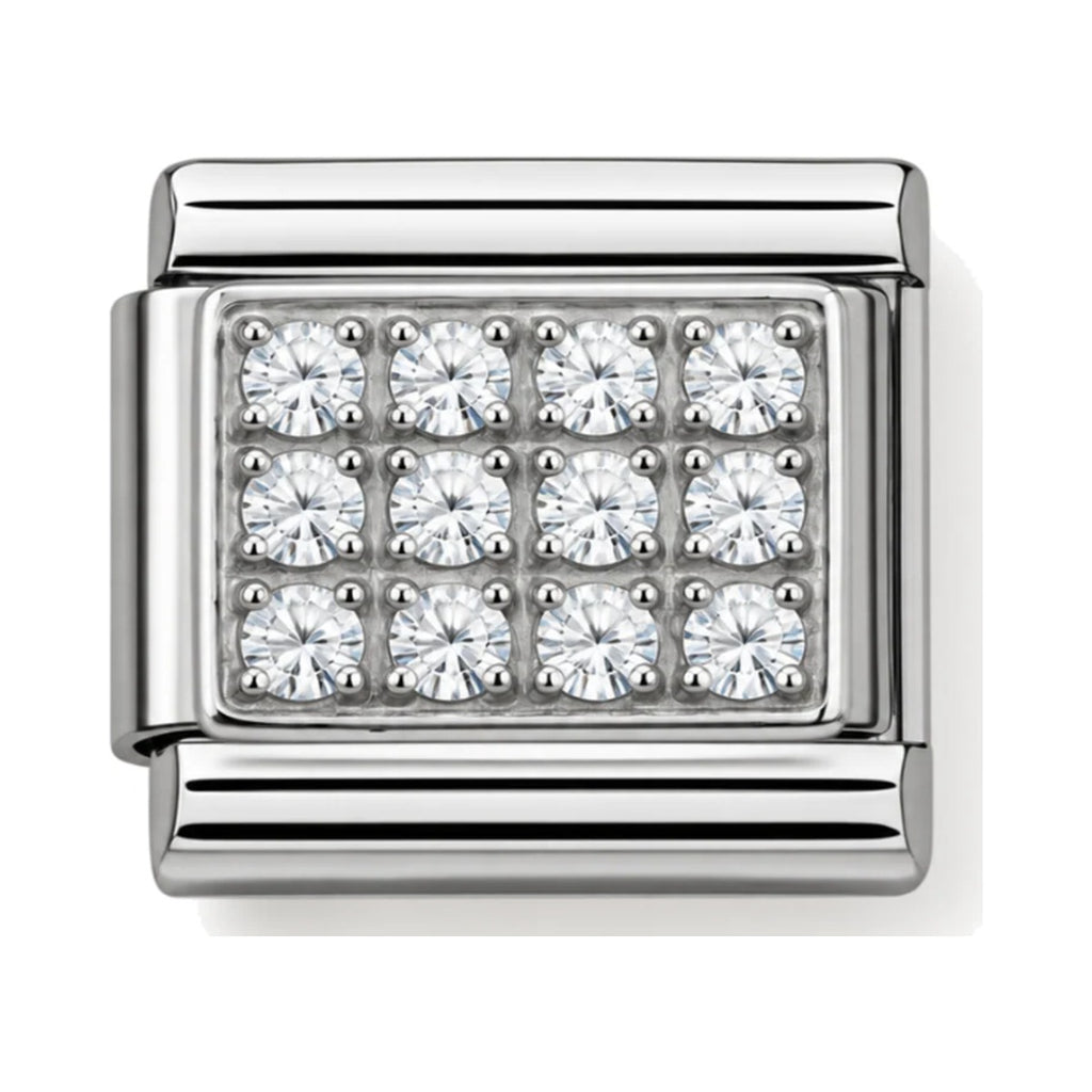 Silver Link Charm with White Stones