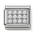 Silver Link Charm with White Stones