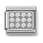Silver Link Charm with White Stones