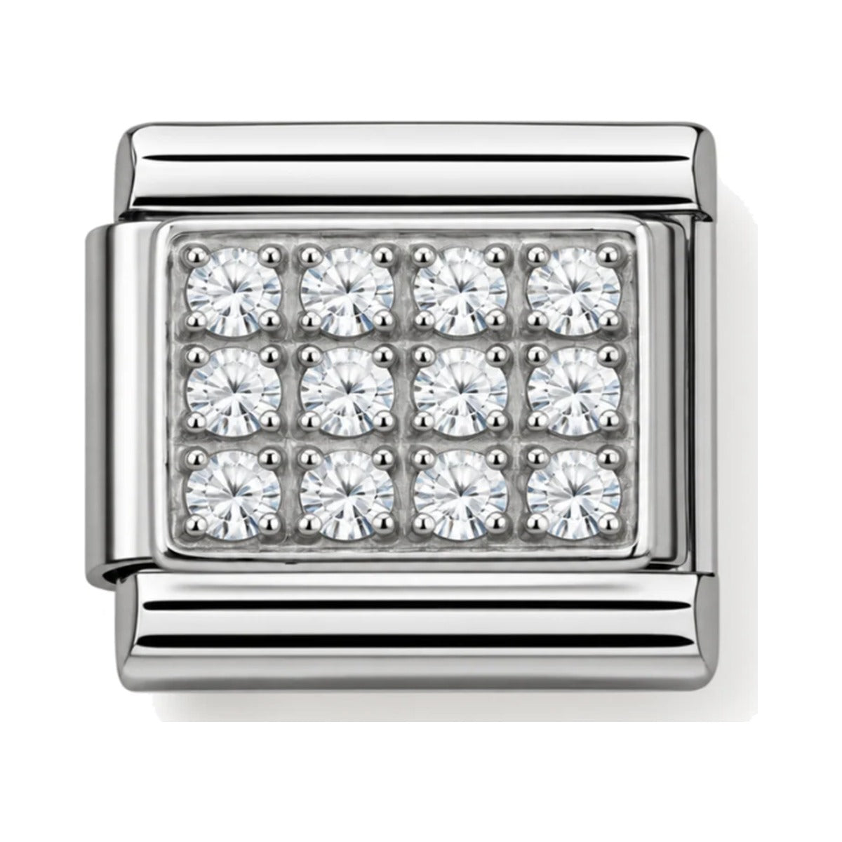 Silver Link Charm with White Stones