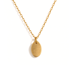 Golden Oval Disc Pendant, engravable personalised necklace