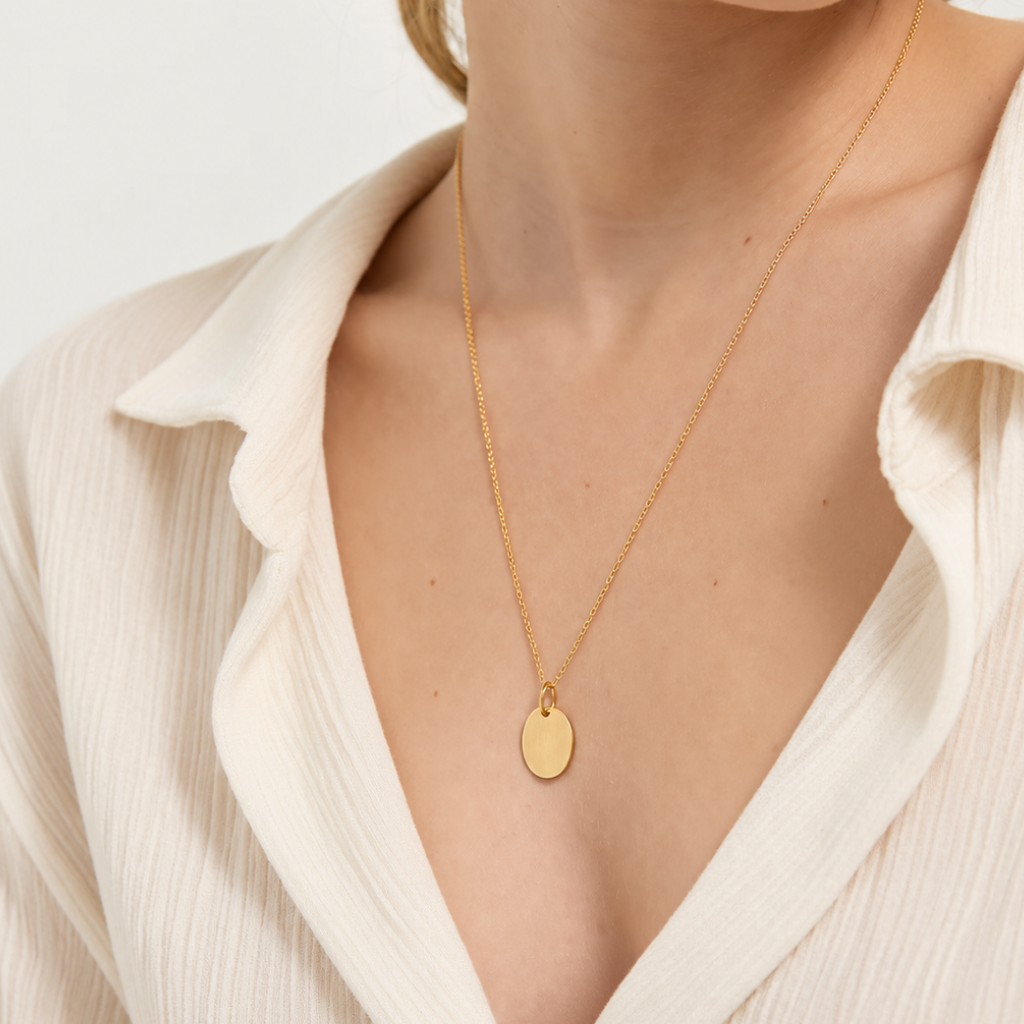 Golden Oval Disc Pendant, alternate view