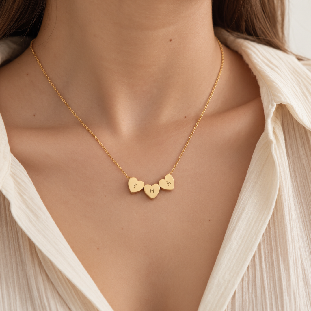 Triple Heart Necklace, alternate view
